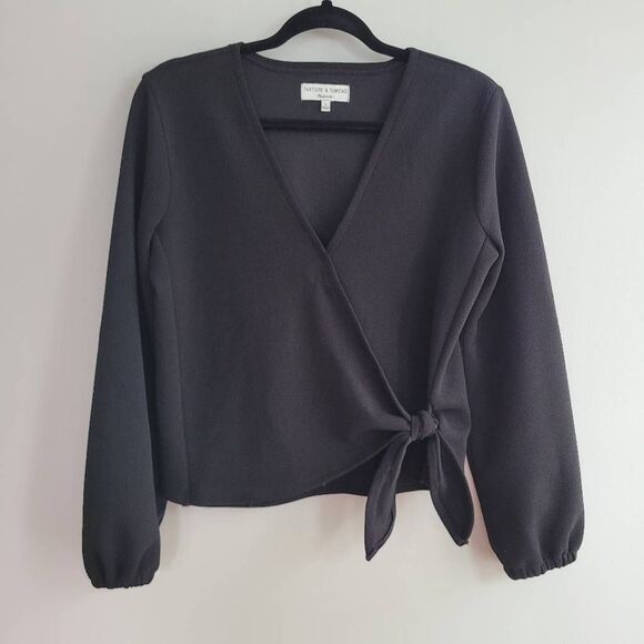 Madewell texture & thread crepe wrap top balloon sleeve minimalist event - Picture 1 of 10
